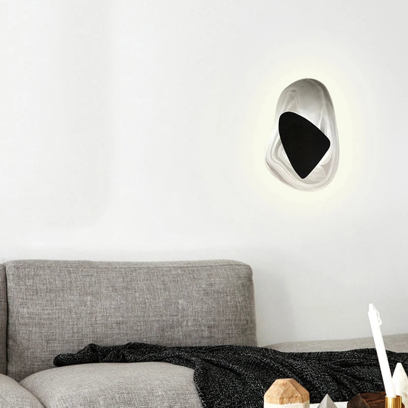 Lámpara de pared nórdica moderna de diseño creativo con mármol, ideal para sala de estar, dormitorio, mesita de noche, pasillo de hotel, con forma de concha y luces LED.