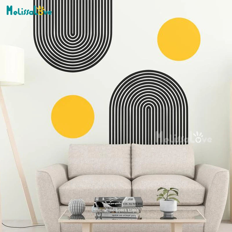 Adhesivo de pared con arcos boho escandinavos, diseño para sala de estar, dormitorio o habitación infantil, estilo nórdico, mural de vinilo removible BD737.