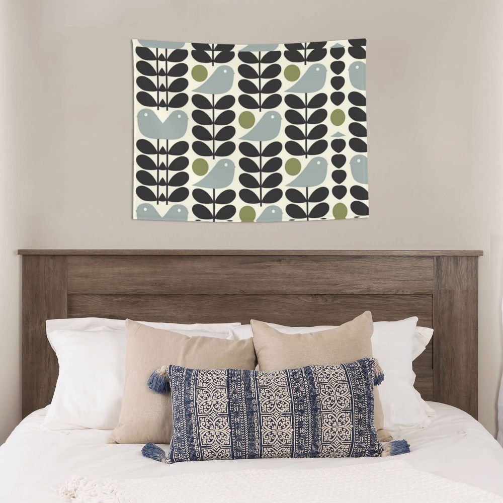 Tapiz de pared con diseño abstracto de pájaro hippie estilo Orla Kiely, decoración para habitación, tapices escandinavos para decoración de dormitorio.