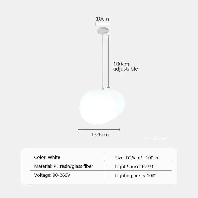 Lámparas colgantes nórdicas Pebble de diseño LED, para sala de estar, comedor, lámpara colgante de vidrio con personalidad, ideal para centros comerciales, dormitorio y cafeterías.