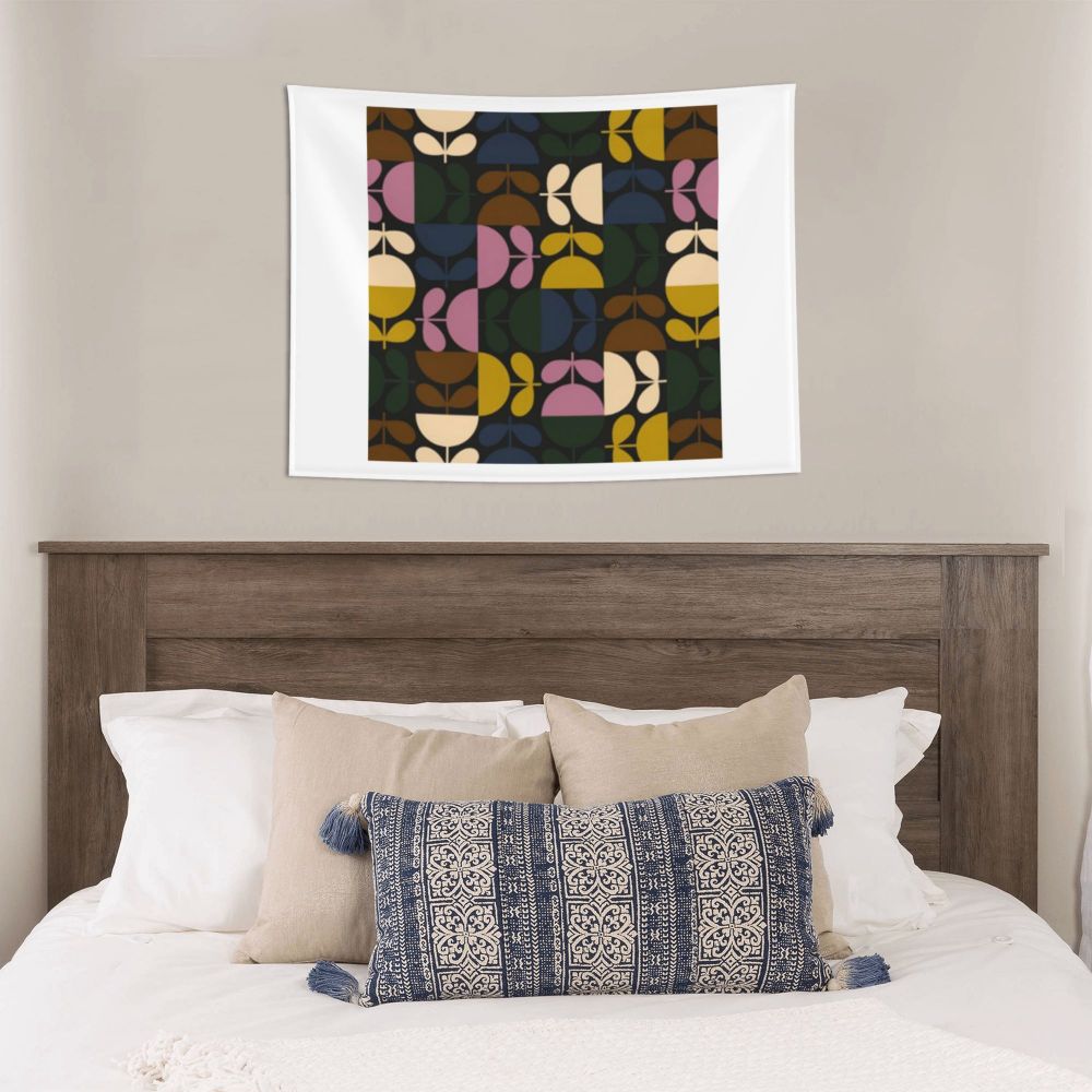 Tapiz de pared con diseño abstracto de pájaro hippie estilo Orla Kiely, decoración para habitación, tapices escandinavos para decoración de dormitorio.