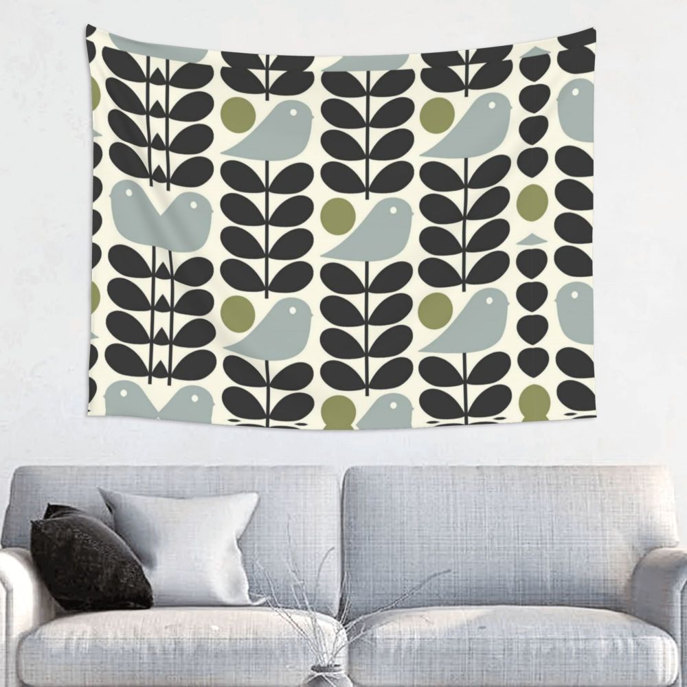 Tapiz de pared con diseño abstracto de pájaro hippie estilo Orla Kiely, decoración para habitación, tapices escandinavos para decoración de dormitorio.