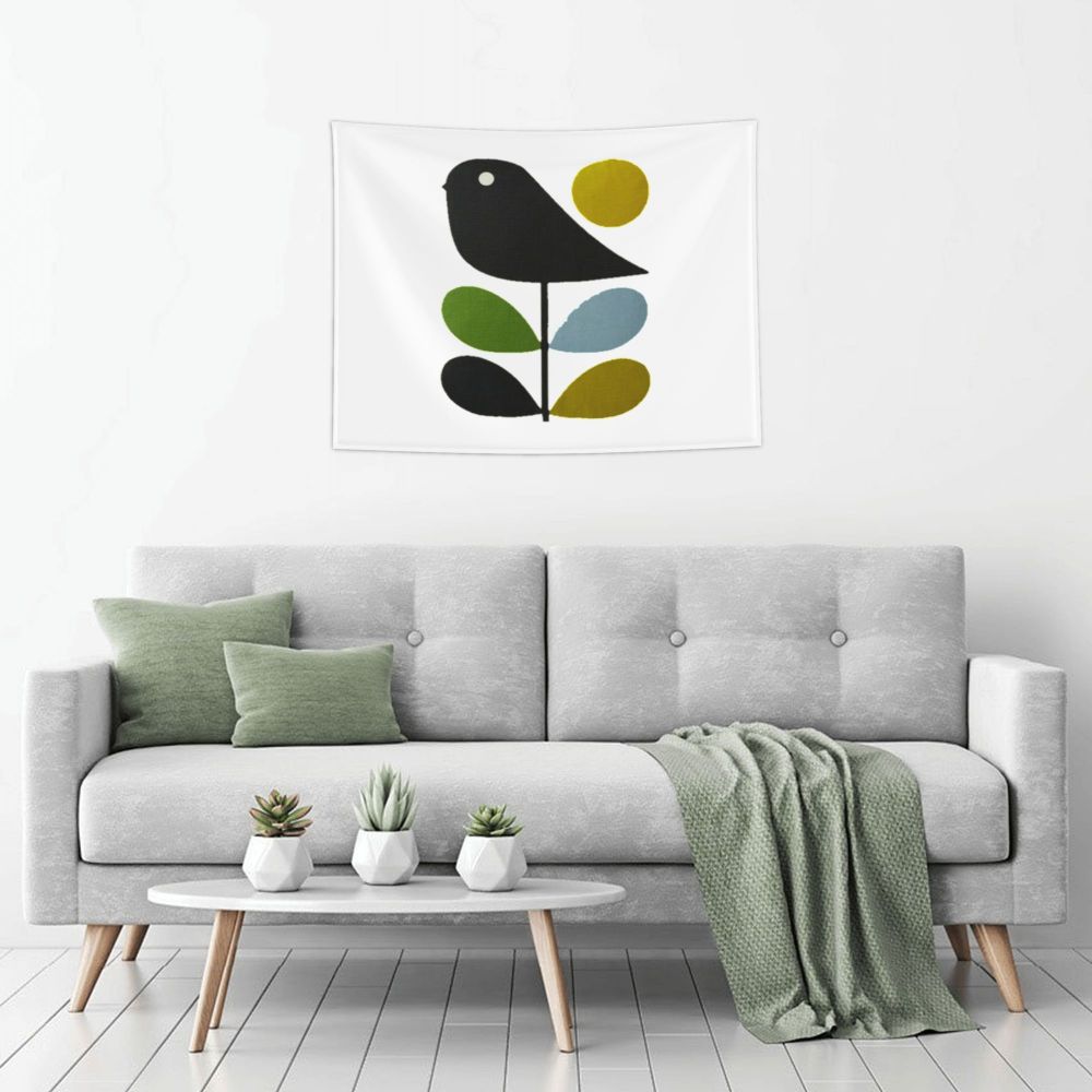 Tapiz de pared con diseño abstracto de pájaro hippie estilo Orla Kiely, decoración para habitación, tapices escandinavos para decoración de dormitorio.