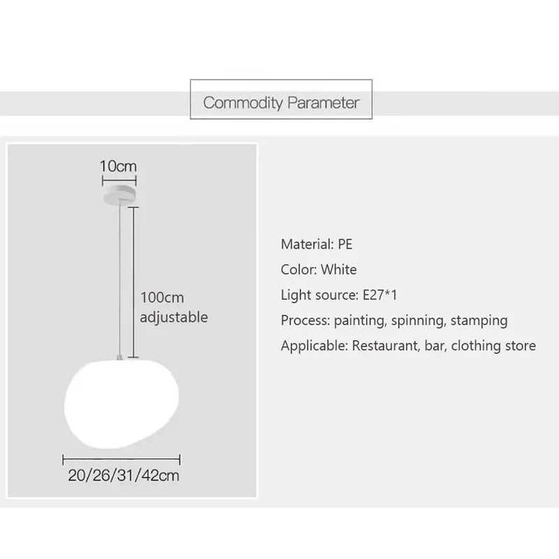 Lámparas colgantes nórdicas Pebble de diseño LED, para sala de estar, comedor, lámpara colgante de vidrio con personalidad, ideal para centros comerciales, dormitorio y cafeterías.
