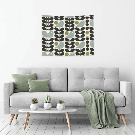 Tapiz de pared con diseño abstracto de pájaro hippie estilo Orla Kiely, decoración para habitación, tapices escandinavos para decoración de dormitorio.