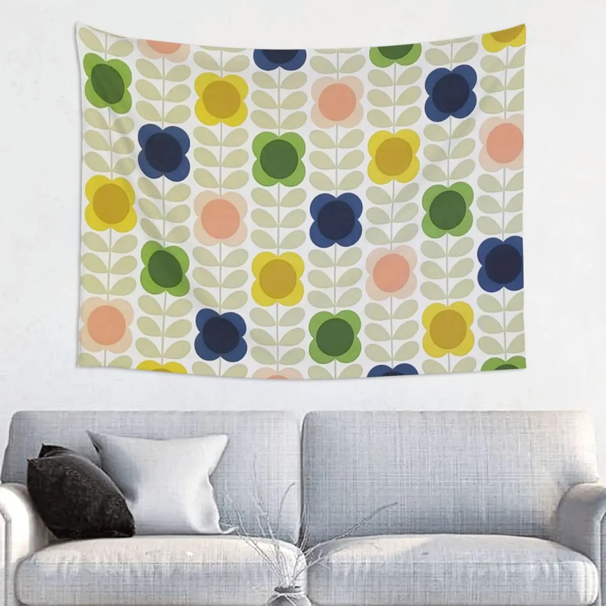 Tapiz de pared con diseño abstracto de pájaro hippie estilo Orla Kiely, decoración para habitación, tapices escandinavos para decoración de dormitorio.